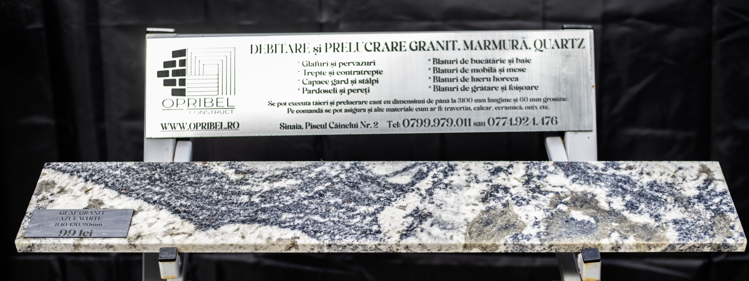 Glaf Azul White montat pe stand OPRIBEL